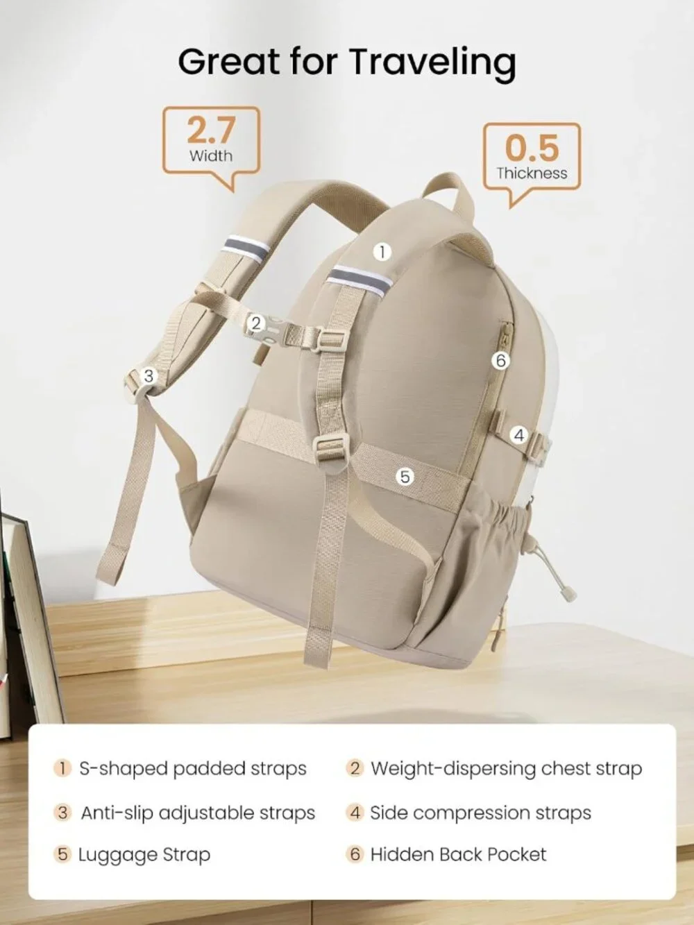 Stylish Large Capacity Backpack for Teen Girls | Waterproof College Bookbag with
